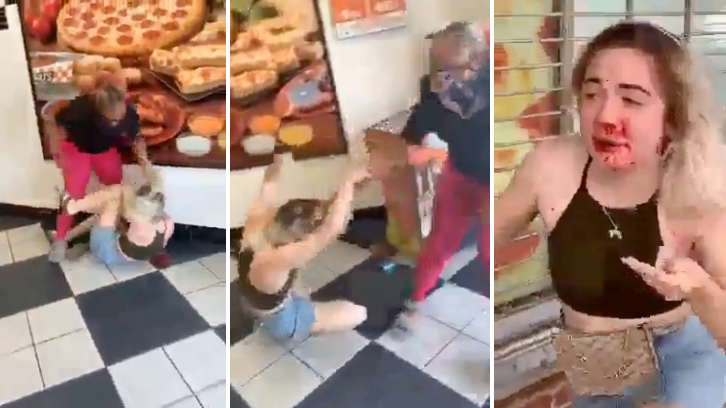 stills of the brutal beating at a Little Caesars in Augusta