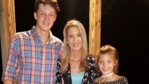 family photo of mom Carol Hardy with her son Kayden and daughter